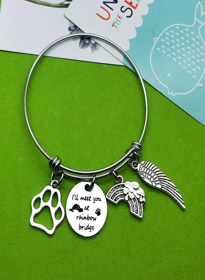Baipilu Pet Memorial Gifts Engraved Bracelet I’ll Meet You at Rainbow Bridge Bracelet Loss of Pet Bracelet Dog Sympathy Gifts Dog Memorial Jewelry Pet Loss Gift Pet Sympathy Gift - Image 2